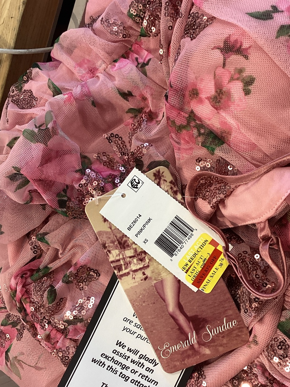 Emerald Sundae Pink Floral Sequin Tulle Party Dress SizeXS MSRP $229